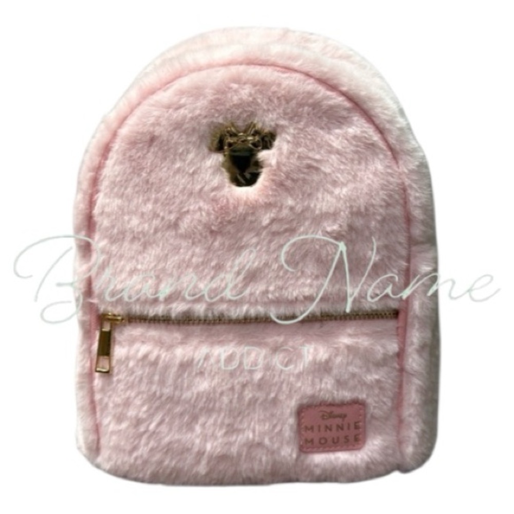 Disney Minnie Mouse Fuzzy Light Pink Mini Backpack
